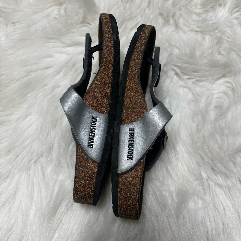 Birkenstock Gizeh Silver Youth Sandals size 30